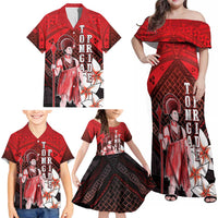 The First King Of Tonga Family Matching Off Shoulder Maxi Dress and Hawaiian Shirt Tongan Pride LT05 - Polynesian Pride