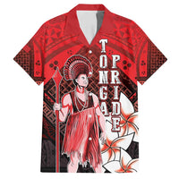 The First King Of Tonga Family Matching Off Shoulder Maxi Dress and Hawaiian Shirt Tongan Pride LT05 Dad's Shirt - Short Sleeve Red - Polynesian Pride
