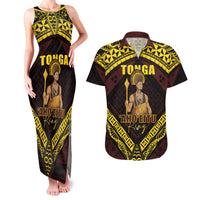 Tonga First King Couples Matching Tank Maxi Dress and Hawaiian Shirt Ahoeitu Know Your Roots