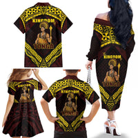 Tonga First King Family Matching Off The Shoulder Long Sleeve Dress and Hawaiian Shirt Ahoeitu Know Your Roots