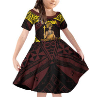 Tonga First King Family Matching Off Shoulder Short Dress and Hawaiian Shirt Ahoeitu Know Your Roots