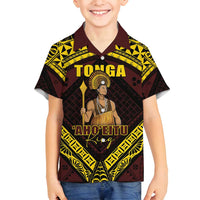 Tonga First King Family Matching Off Shoulder Short Dress and Hawaiian Shirt Ahoeitu Know Your Roots