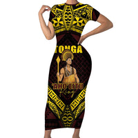 Tonga First King Family Matching Short Sleeve Bodycon Dress and Hawaiian Shirt Ahoeitu Know Your Roots