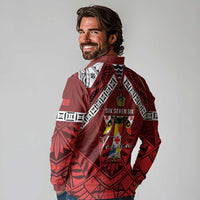 Tonga Emancipation Day Long Sleeve Polo Shirt Tongan Kupesi Pattern