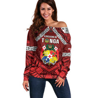 Tonga Emancipation Day Off Shoulder Sweater Tongan Kupesi Pattern