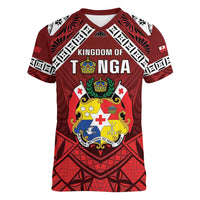 Tonga Emancipation Day Women V-Neck T-Shirt Tongan Kupesi Pattern