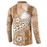 Tonga Kupesi Ngatu Button Sweatshirt Vintage Brown Plumeria