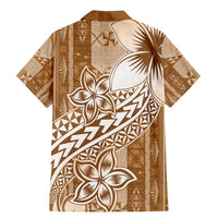 Tonga Kupesi Ngatu Family Matching Mermaid Dress and Hawaiian Shirt Vintage Brown Plumeria LT05 - Polynesian Pride