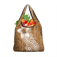 Tonga Kupesi Ngatu Grocery Bag Vintage Brown Plumeria