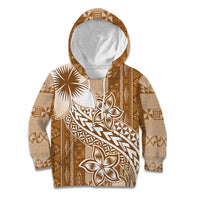 Tonga Kupesi Ngatu Kid Hoodie Vintage Brown Plumeria LT05 Hoodie Brown - Polynesian Pride