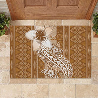 Tonga Kupesi Ngatu Rubber Doormat Vintage Brown Plumeria