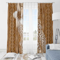 Tonga Kupesi Ngatu Window Curtain Vintage Brown Plumeria