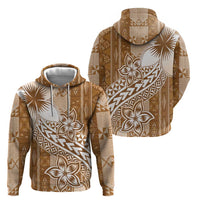 Tonga Kupesi Ngatu Zip Hoodie Vintage Brown Plumeria