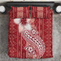 Tonga Kupesi Ngatu Bedding Set Vintage Red Plumeria