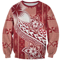 Tonga Kupesi Ngatu Sweatshirt Vintage Red Plumeria