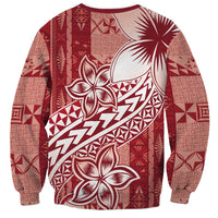 Tonga Kupesi Ngatu Sweatshirt Vintage Red Plumeria