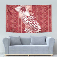 Tonga Kupesi Ngatu Tapestry Vintage Red Plumeria