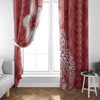 Tonga Kupesi Ngatu Window Curtain Vintage Red Plumeria