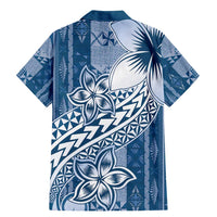 Tonga Kupesi Ngatu Family Matching Mermaid Dress and Hawaiian Shirt Vintage Blue Plumeria LT05 - Polynesian Pride