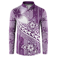 Tonga Kupesi Ngatu Button Sweatshirt Vintage Purple Plumeria