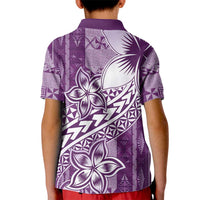 Tonga Kupesi Ngatu Kid Polo Shirt Vintage Purple Plumeria