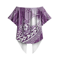 Tonga Kupesi Ngatu Off Shoulder Wrap Waist Top Vintage Purple Plumeria LT05 - Polynesian Pride