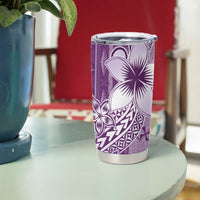 Tonga Kupesi Ngatu Tumbler Cup Vintage Purple Plumeria LT05 - Polynesian Pride