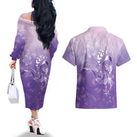 Lupus Awareness Month Couples Matching Off The Shoulder Long Sleeve Dress and Hawaiian Shirt Polynesian Style