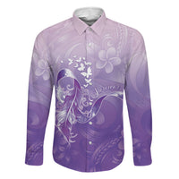 Lupus Awareness Month Family Matching Long Sleeve Bodycon Dress and Hawaiian Shirt Polynesian Style LT05 Dad's Shirt - Long Sleeve Lilac - Polynesian Pride