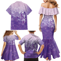 Lupus Awareness Month Family Matching Mermaid Dress and Hawaiian Shirt Polynesian Style
