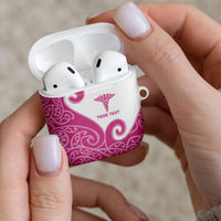 Personalised New Zealand Nurse AirPods Case Maori Koru Pink Version