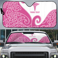 Personalised New Zealand Nurse Auto Sun Shade Maori Koru Pink Version