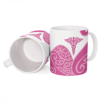 Personalised New Zealand Nurse Ceramic Mug Maori Koru Pink Version