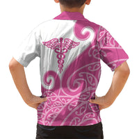 Personalised New Zealand Nurse Family Matching Puletasi and Hawaiian Shirt Maori Koru Pink Version LT05 - Polynesian Pride