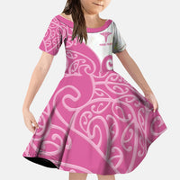 Personalised New Zealand Nurse Family Matching Summer Maxi Dress and Hawaiian Shirt Maori Koru Pink Version LT05 Daughter's Dress Pink - Polynesian Pride