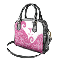 Personalised New Zealand Nurse Shoulder Handbag Maori Koru Pink Version