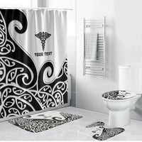 Personalised New Zealand Nurse Bathroom Set Maori Koru Black Version