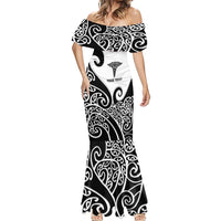 Personalised New Zealand Nurse Mermaid Dress Maori Koru Black Version