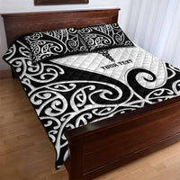 Personalised New Zealand Nurse Quilt Bed Set Maori Koru Black Version