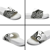 Personalised New Zealand Nurse Slide Sandals Maori Koru Black Version