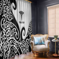 Personalised New Zealand Nurse Window Curtain Maori Koru Black Version