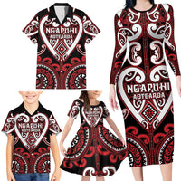 Custom Aotearoa Ngapuhi Family Matching Long Sleeve Bodycon Dress and Hawaiian Shirt Maori Tribal Pattern LT05 - Polynesian Pride