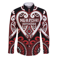 Custom Aotearoa Ngapuhi Family Matching Short Sleeve Bodycon Dress and Hawaiian Shirt Maori Tribal Pattern LT05 Dad's Shirt - Long Sleeve Red - Polynesian Pride