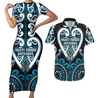 Custom Aotearoa Ngati Porou Couples Matching Short Sleeve Bodycon Dress and Hawaiian Shirt Maori Tribal Pattern