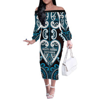 Custom Aotearoa Ngati Porou Family Matching Off The Shoulder Long Sleeve Dress and Hawaiian Shirt Maori Tribal Pattern