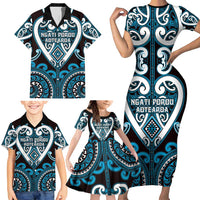 Custom Aotearoa Ngati Porou Family Matching Short Sleeve Bodycon Dress and Hawaiian Shirt Maori Tribal Pattern LT05 - Polynesian Pride