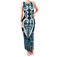 Custom Aotearoa Ngati Porou Family Matching Tank Maxi Dress and Hawaiian Shirt Maori Tribal Pattern LT05 Mom's Dress Blue - Polynesian Pride