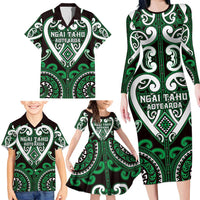 Custom Aotearoa Ngai Tahu Family Matching Long Sleeve Bodycon Dress and Hawaiian Shirt Maori Tribal Pattern LT05 - Polynesian Pride