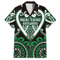 Custom Aotearoa Ngai Tahu Family Matching Long Sleeve Bodycon Dress and Hawaiian Shirt Maori Tribal Pattern LT05 Dad's Shirt - Short Sleeve Green - Polynesian Pride