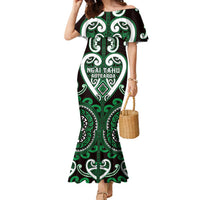 Custom Aotearoa Ngai Tahu Family Matching Mermaid Dress and Hawaiian Shirt Maori Tribal Pattern LT05 Mom's Dress Green - Polynesian Pride